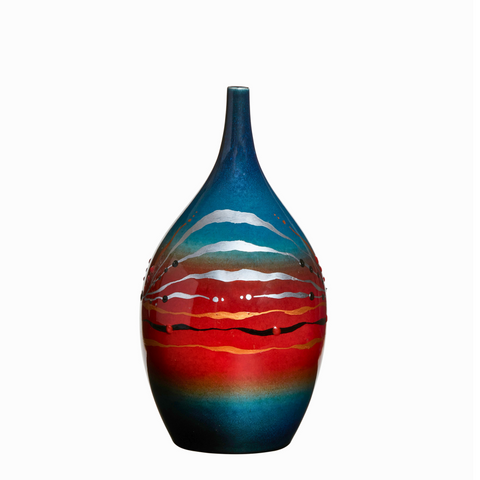 Special Edition Red/Blue/Metallic Bud Vase 23cm, 1/1